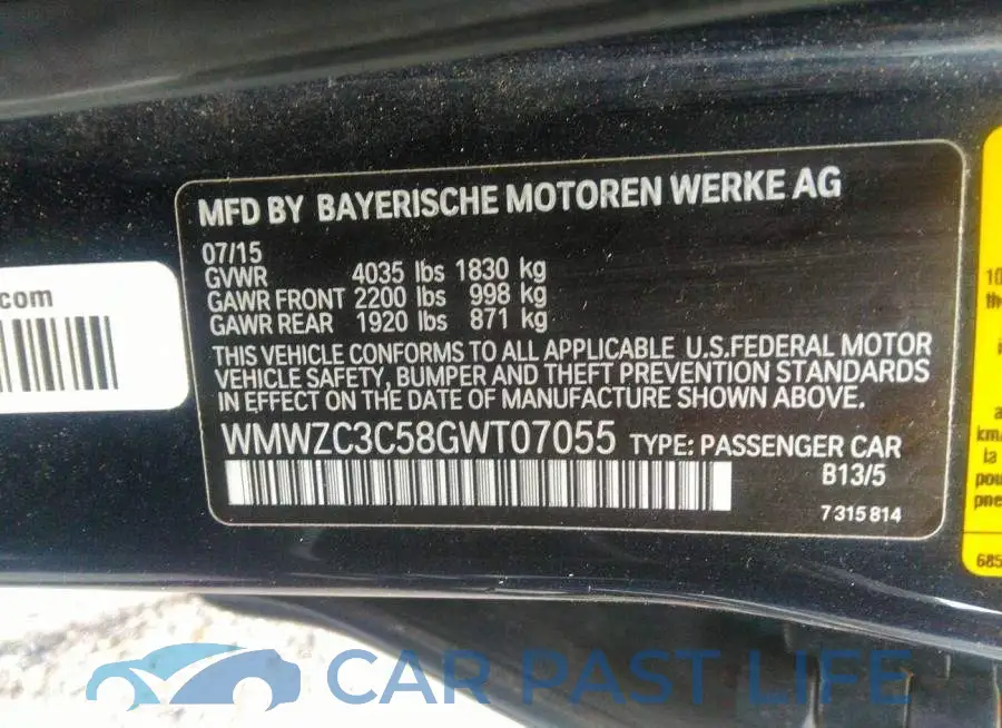 WMWZC3C58GWT07055# 9