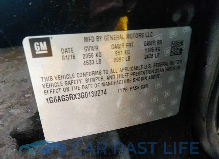 1G6AG5RX3G0139274# 9