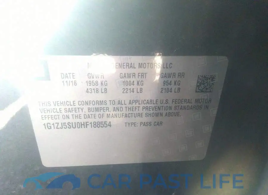 1G1ZJ5SU0HF188554# 9