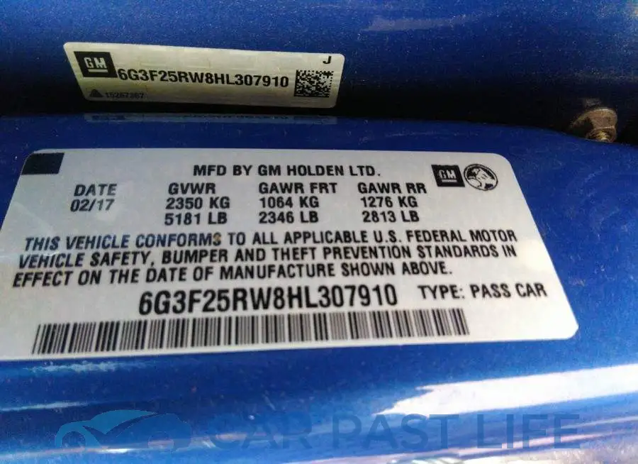 6G3F25RW8HL307910# 9