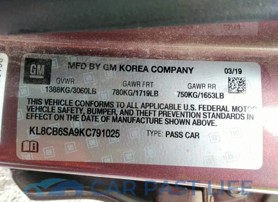 KL8CB6SA9KC791025# 9