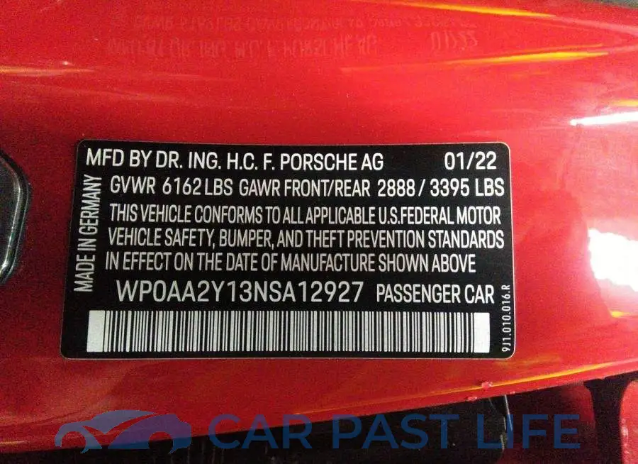 WP0AA2Y13NSA12927# 9