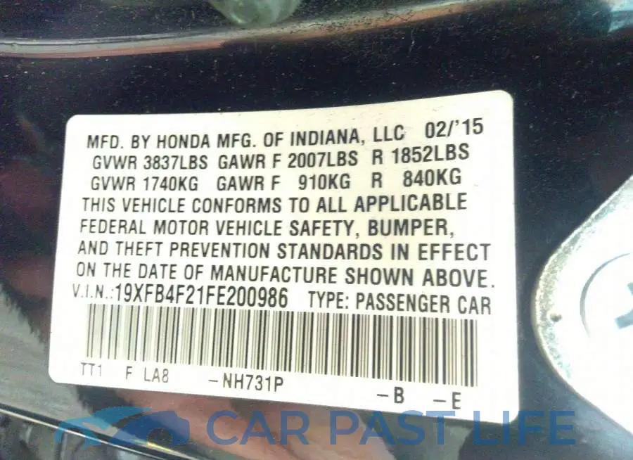 19XFB4F21FE200986# 9