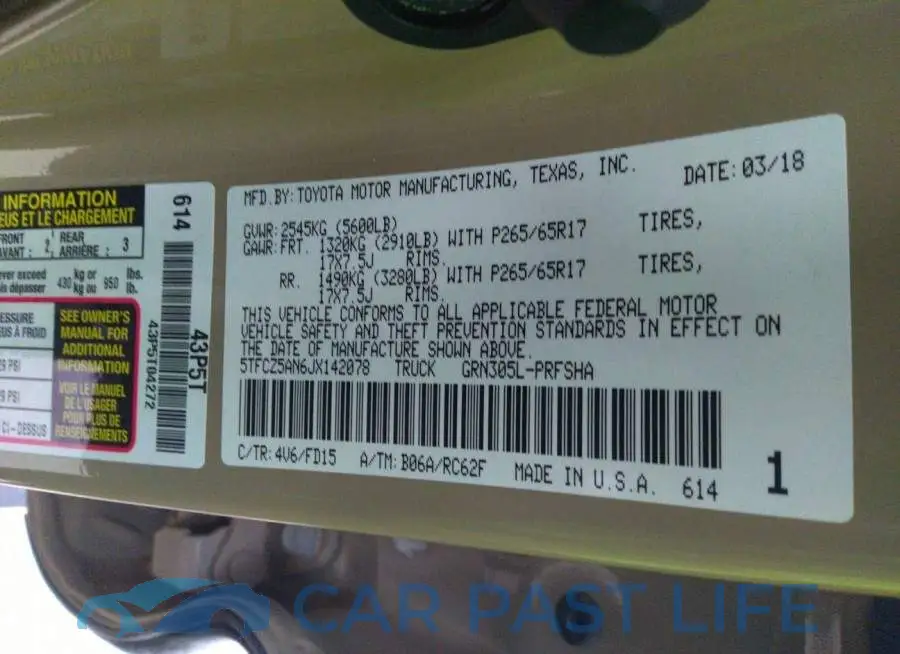 5TFCZ5AN6JX142078# 9