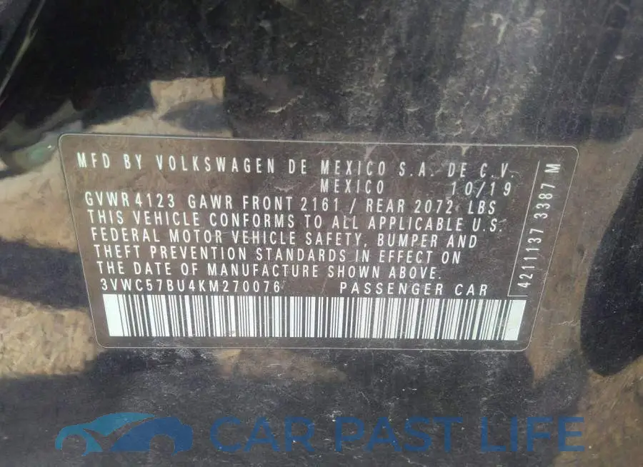 3VWC57BU4KM270076# 9