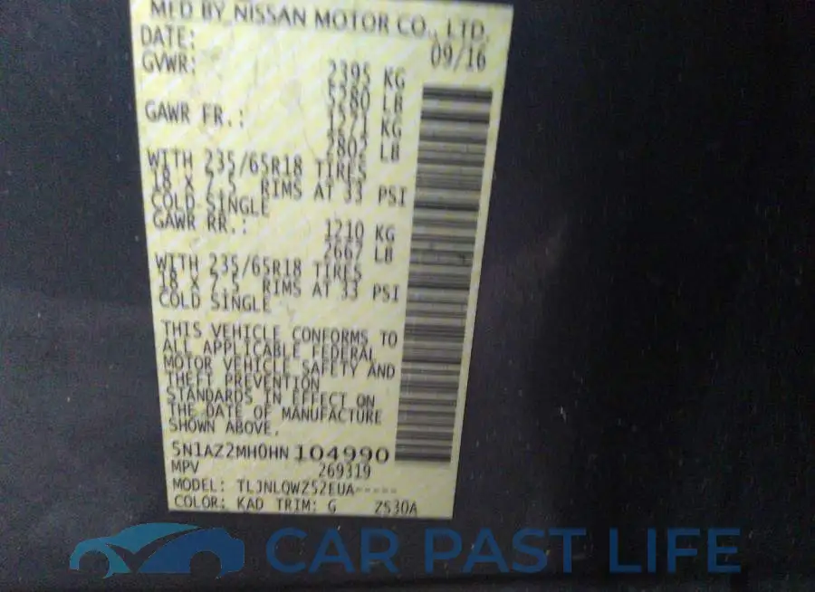 5N1AZ2MH0HN104990# 9