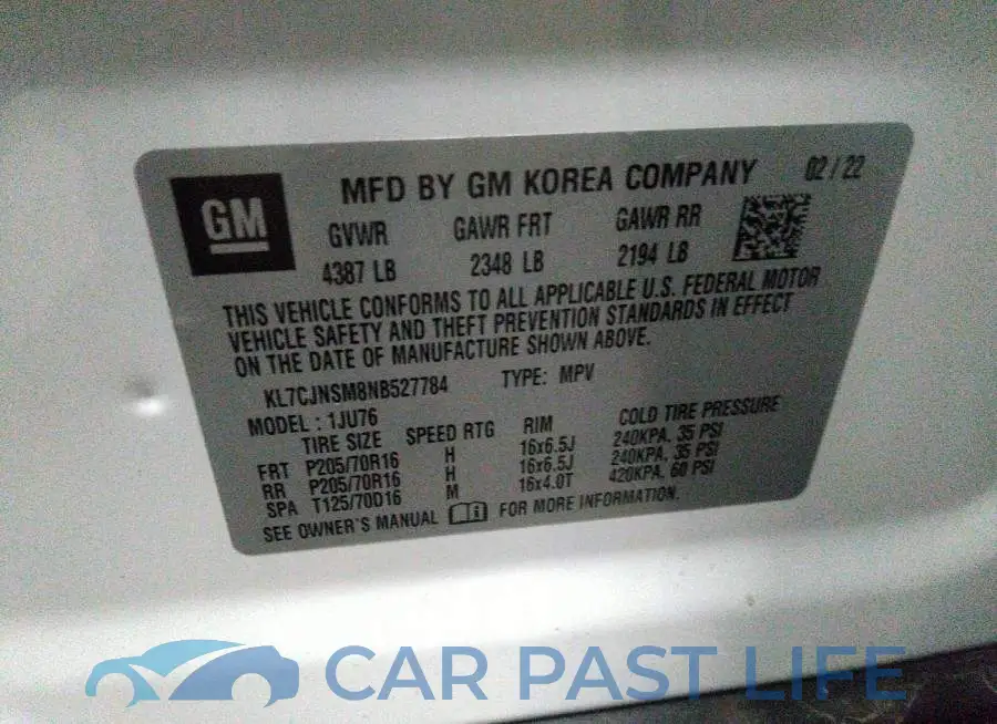 KL7CJNSM8NB527784# 9