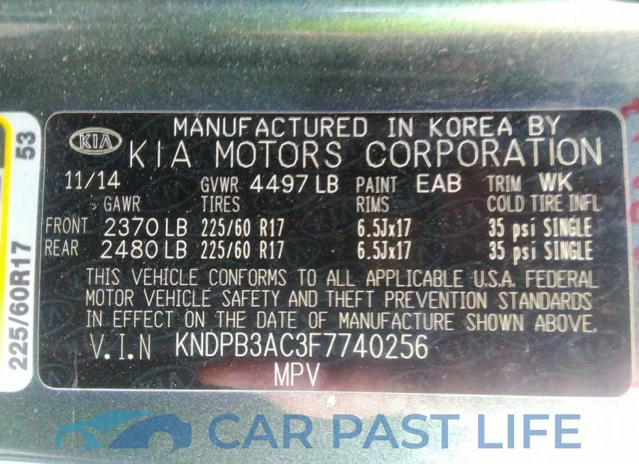 KNDPB3AC3F7740256# 9