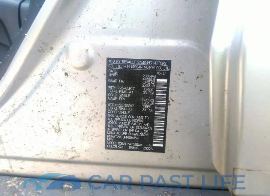 KNMAT2MT3HP594159# 9