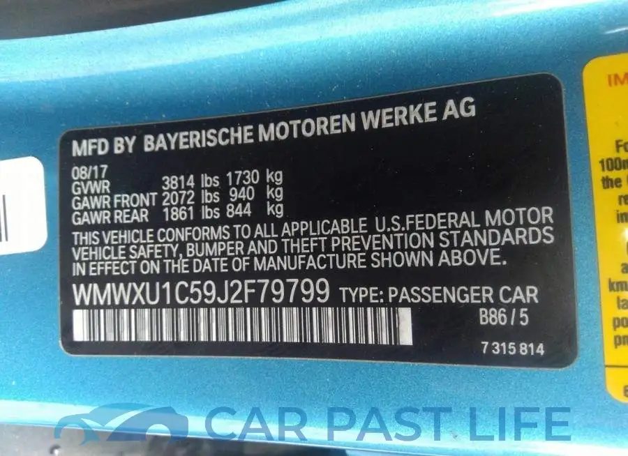 WMWXU1C59J2F79799# 9