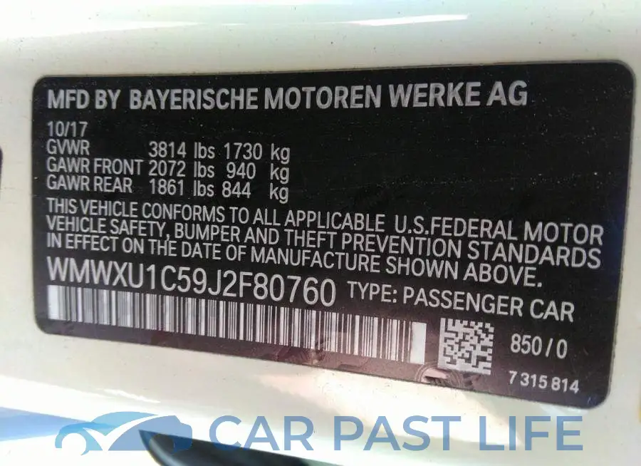 WMWXU1C59J2F80760# 9