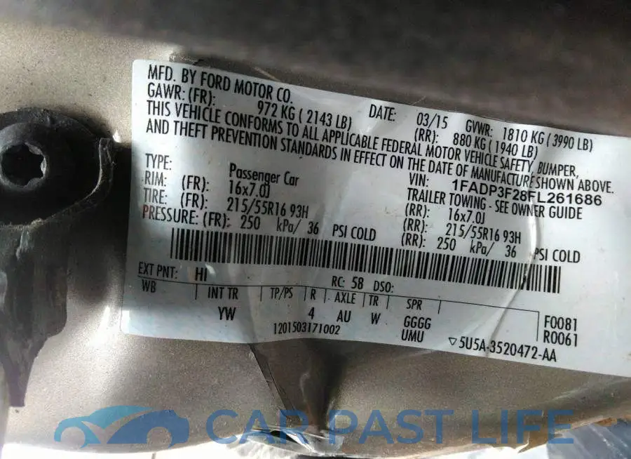 1FADP3F28FL261686# 9