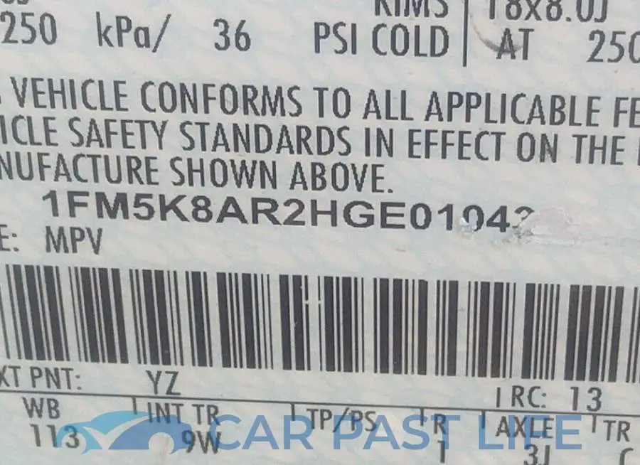 1FM5K8AR2HGE01043# 9