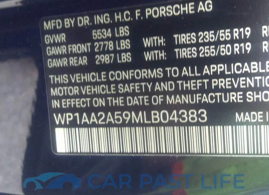 WP1AA2A59MLB04383# 9