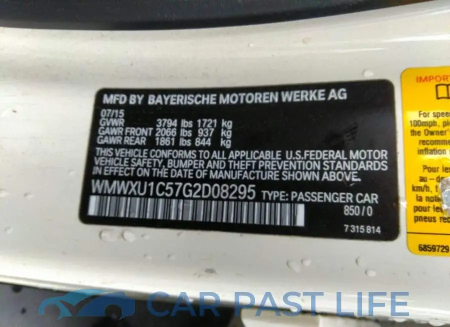 WMWXU1C57G2D08295# 9