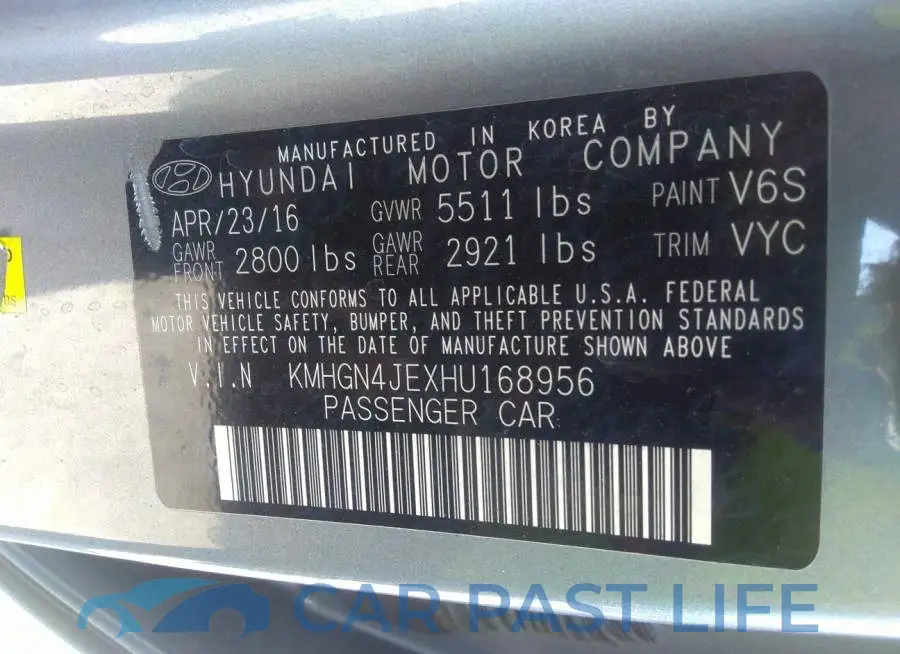 KMHGN4JEXHU168956# 9