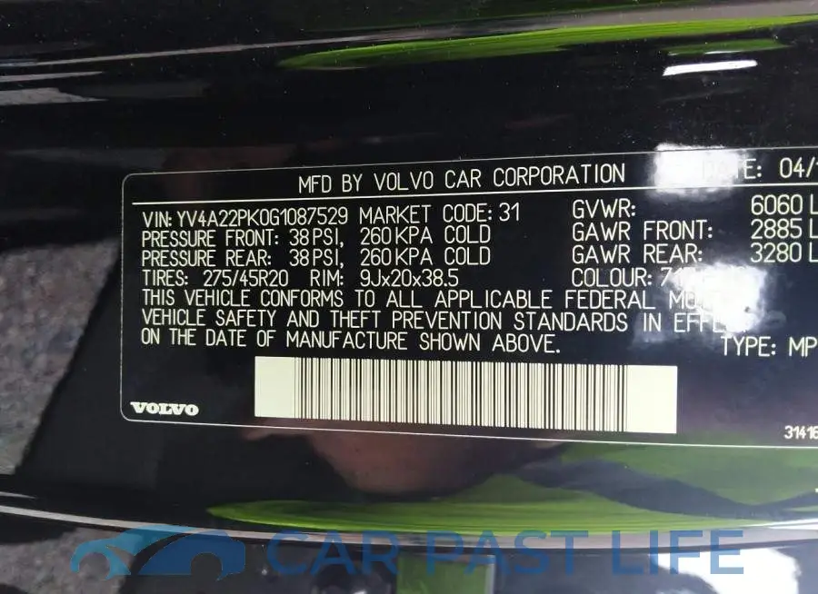 YV4A22PK0G1087529# 9