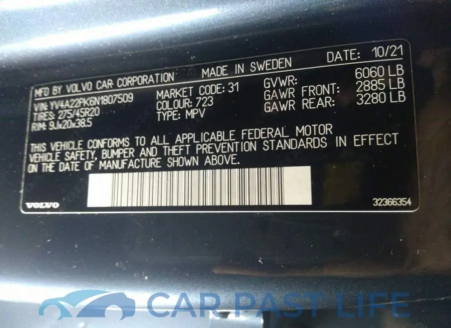 YV4A22PK6N1807509# 9