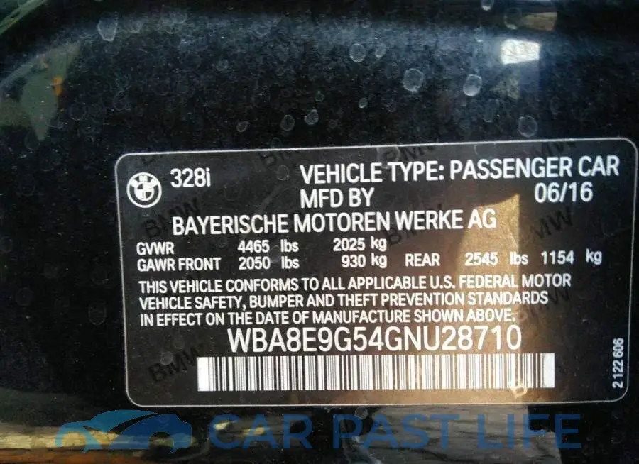 WBA8E9G54GNU28710# 9
