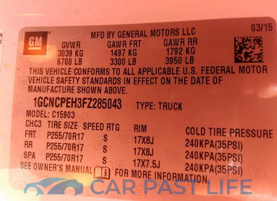1GCNCPEH3FZ285043# 9
