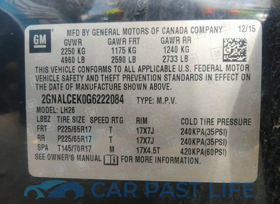 2GNALCEK0G6222084# 9