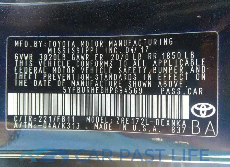 5YFBURHE6HP684569# 9