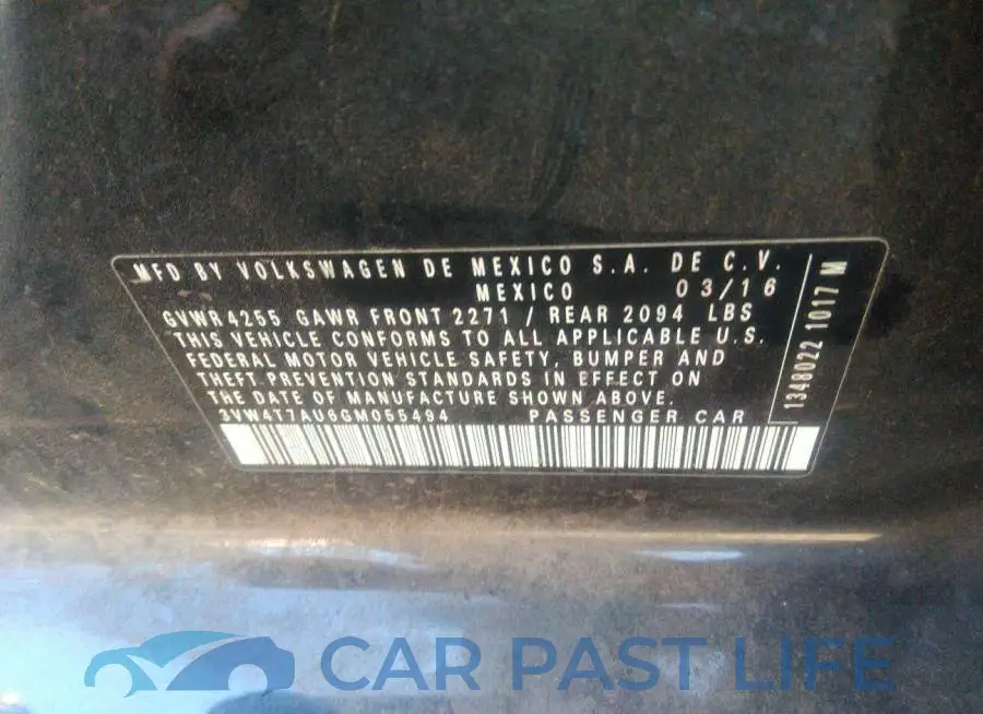 3VW4T7AU6GM055494# 9