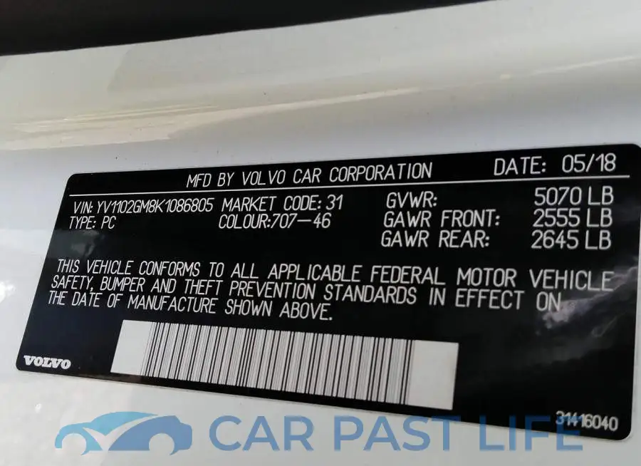 YV1102GM8K1086805# 9
