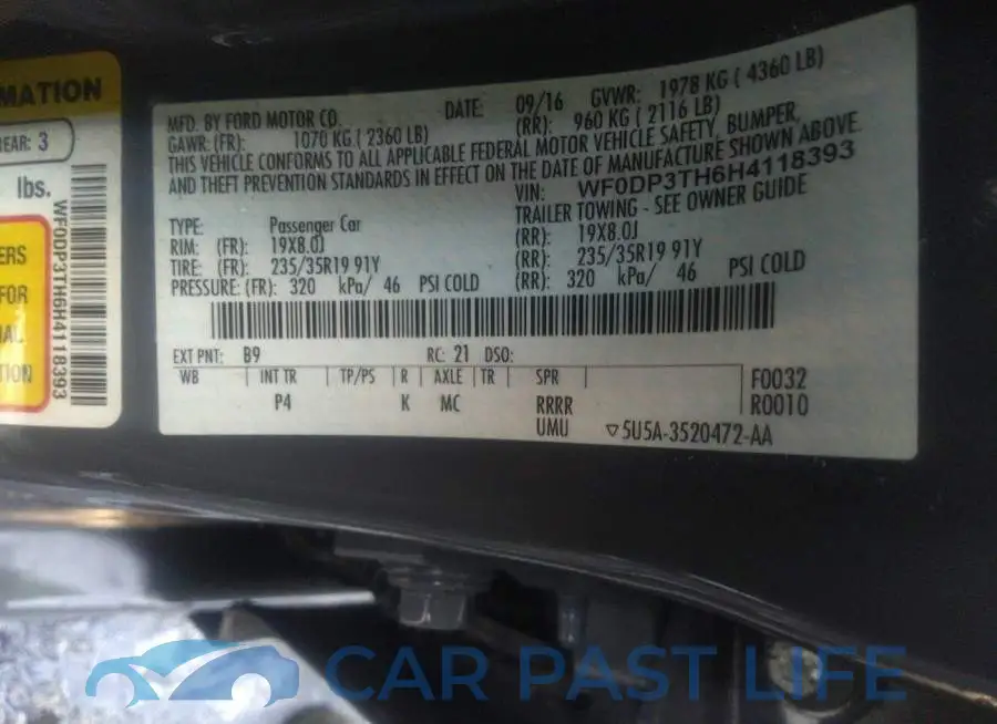 WF0DP3TH6H4118393# 9