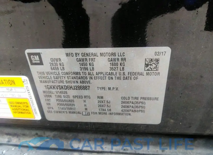 1GKKVSKD6HJ286887# 9