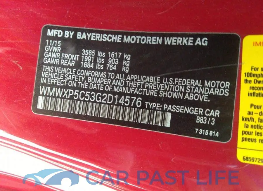 WMWXP5C53G2D14576# 9