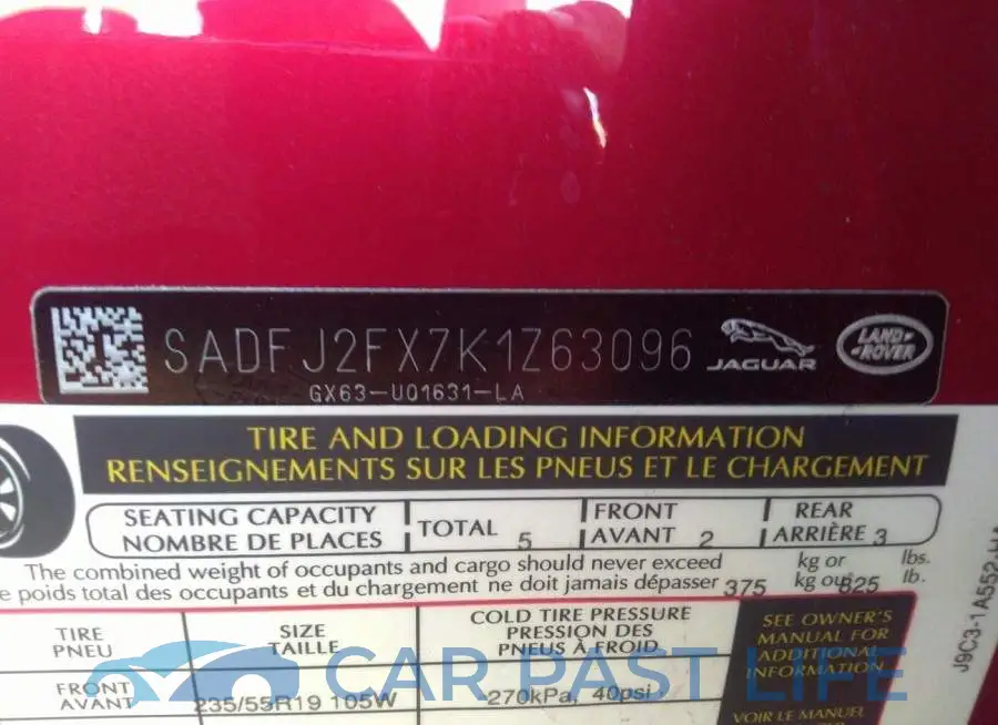 SADFJ2FX7K1Z63096# 8
