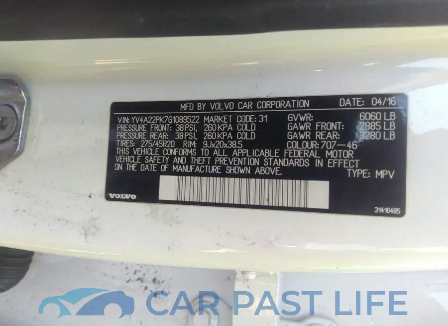 YV4A22PK7G1089522# 9