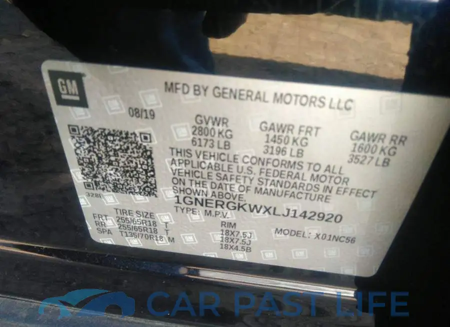 1GNERGKWXLJ142920# 9