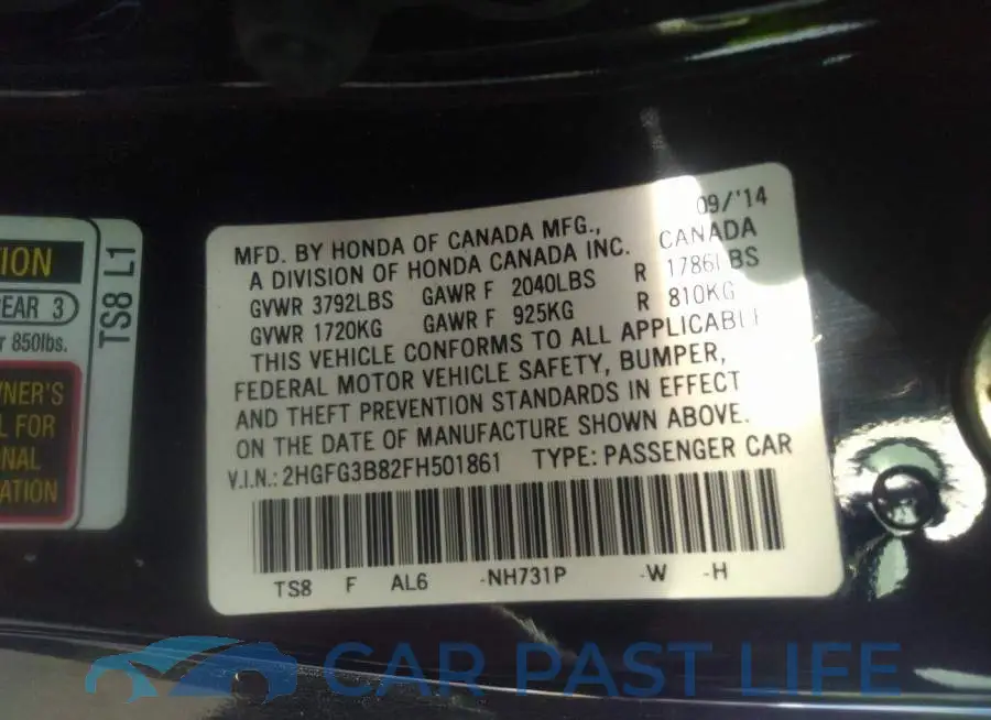 2HGFG3B82FH501861# 9