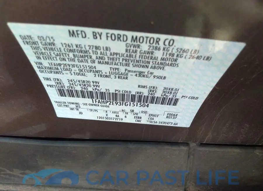1FAHP2E93FG151504# 9