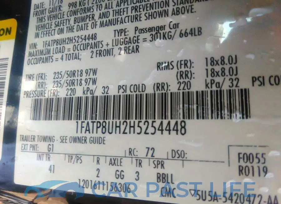 1FATP8UH2H5254448# 9