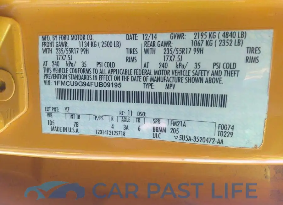1FMCU9G94FUB09195# 9