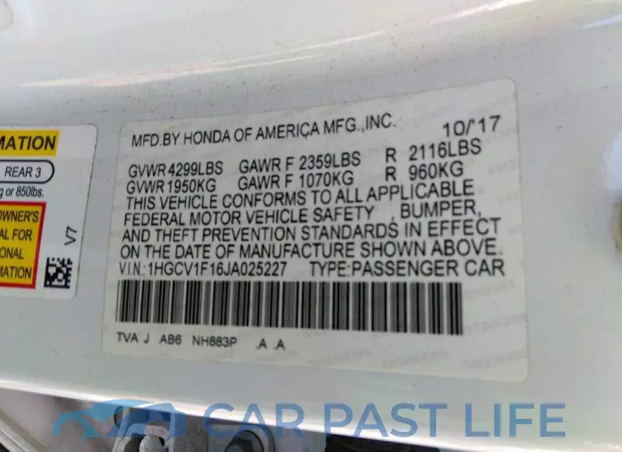 1HGCV1F16JA025227# 9