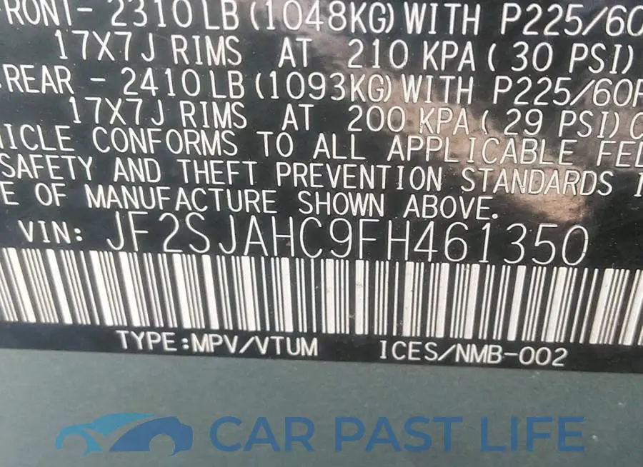JF2SJAHC9FH461350# 9