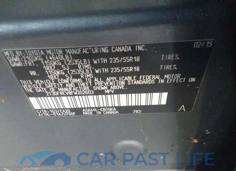 2T3DFREV8FW302603# 9