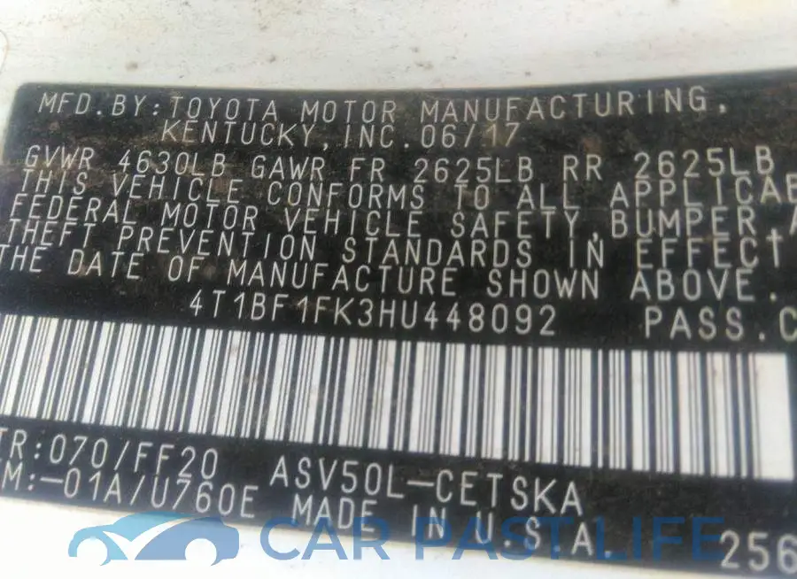 4T1BF1FK3HU448092# 9