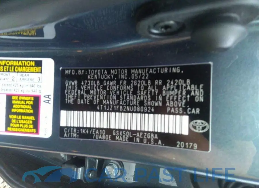 4T1JZ1FB2NU080924# 9