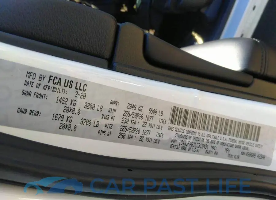 1C4RJFAG1LC319431# 9