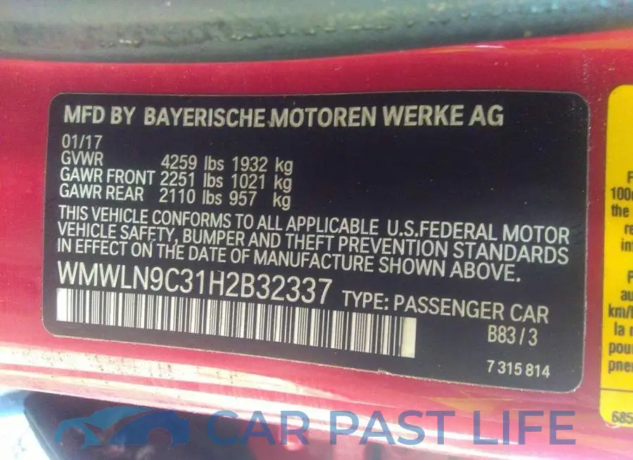 WMWLN9C31H2B32337# 9