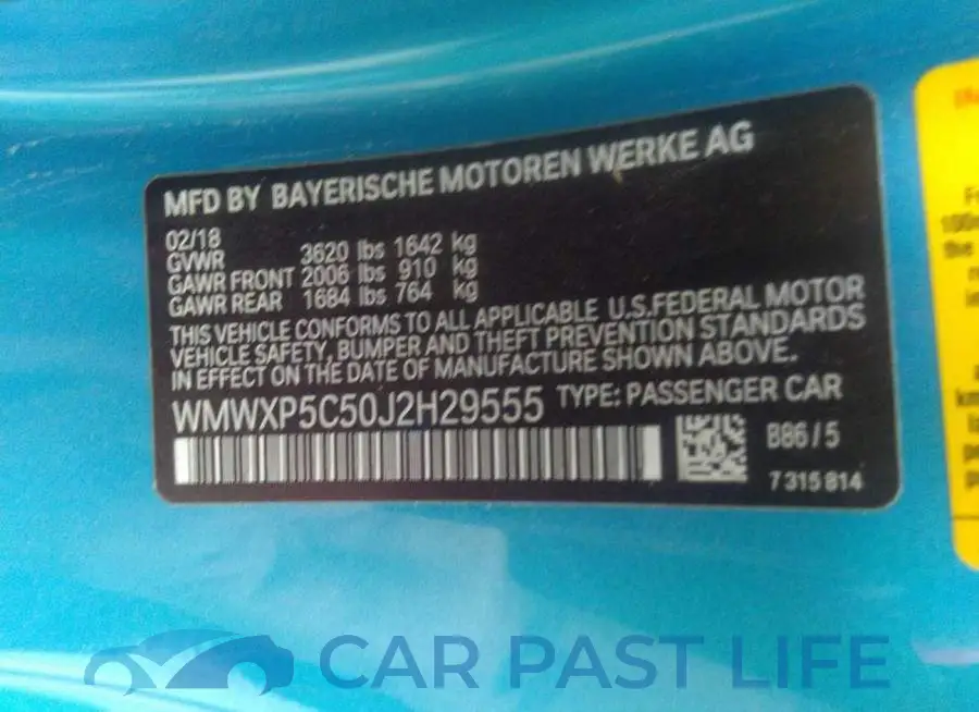 WMWXP5C50J2H29555# 9
