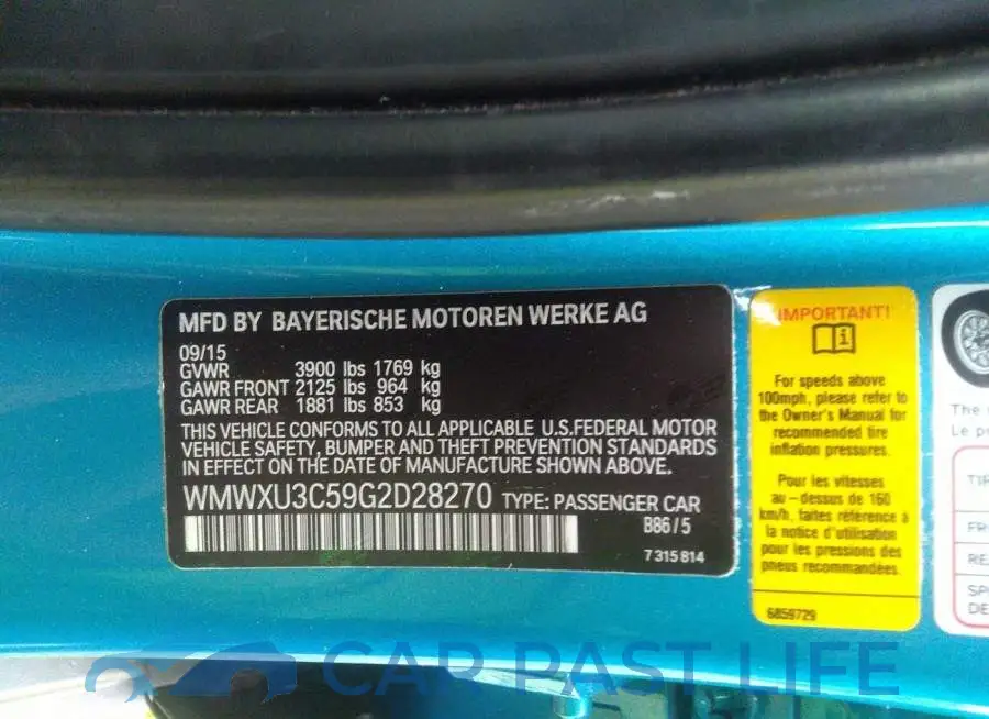 WMWXU3C59G2D28270# 9