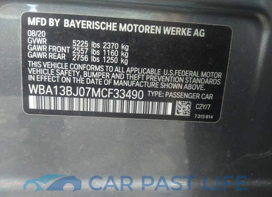 WBA13BJ07MCF33490# 9