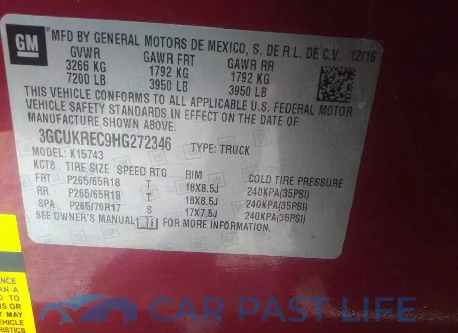 3GCUKREC9HG272346# 9