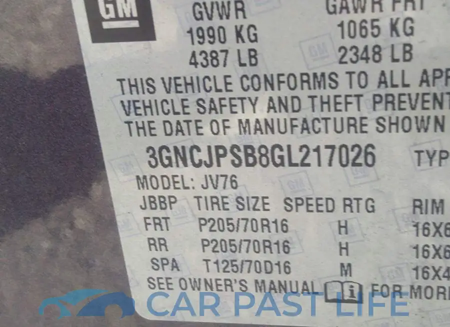 3GNCJPSB8GL217026# 9